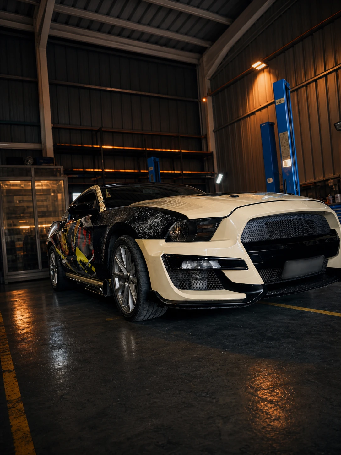 Automóvil personalizado de MH Performance en un ambiente de taller